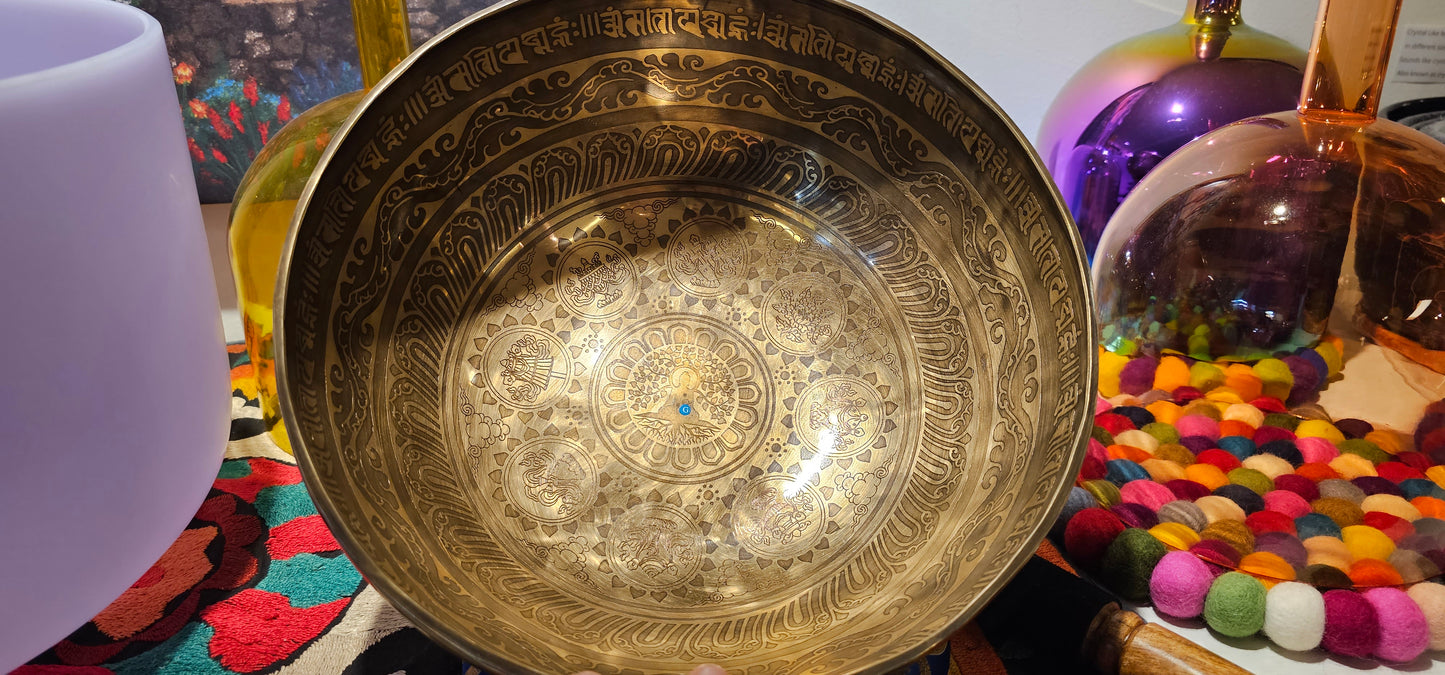 Tibetan Bowl Etched with Tree of Life 11" Note G