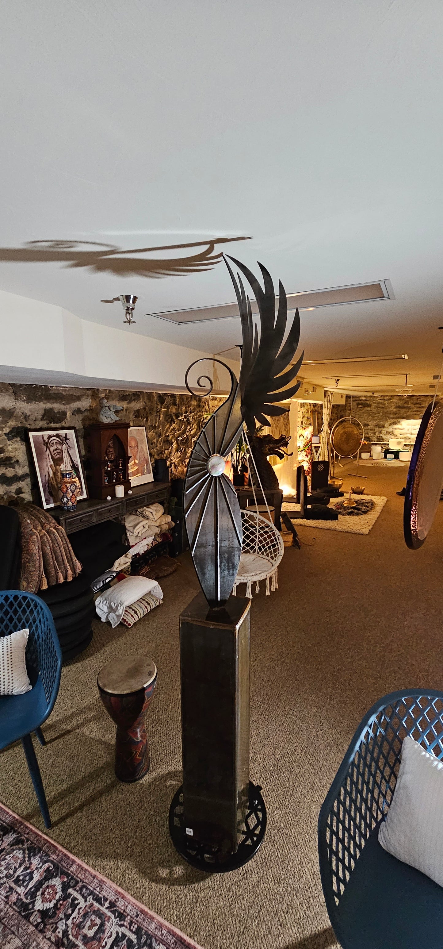 Metal Art with wings and sphere holder
