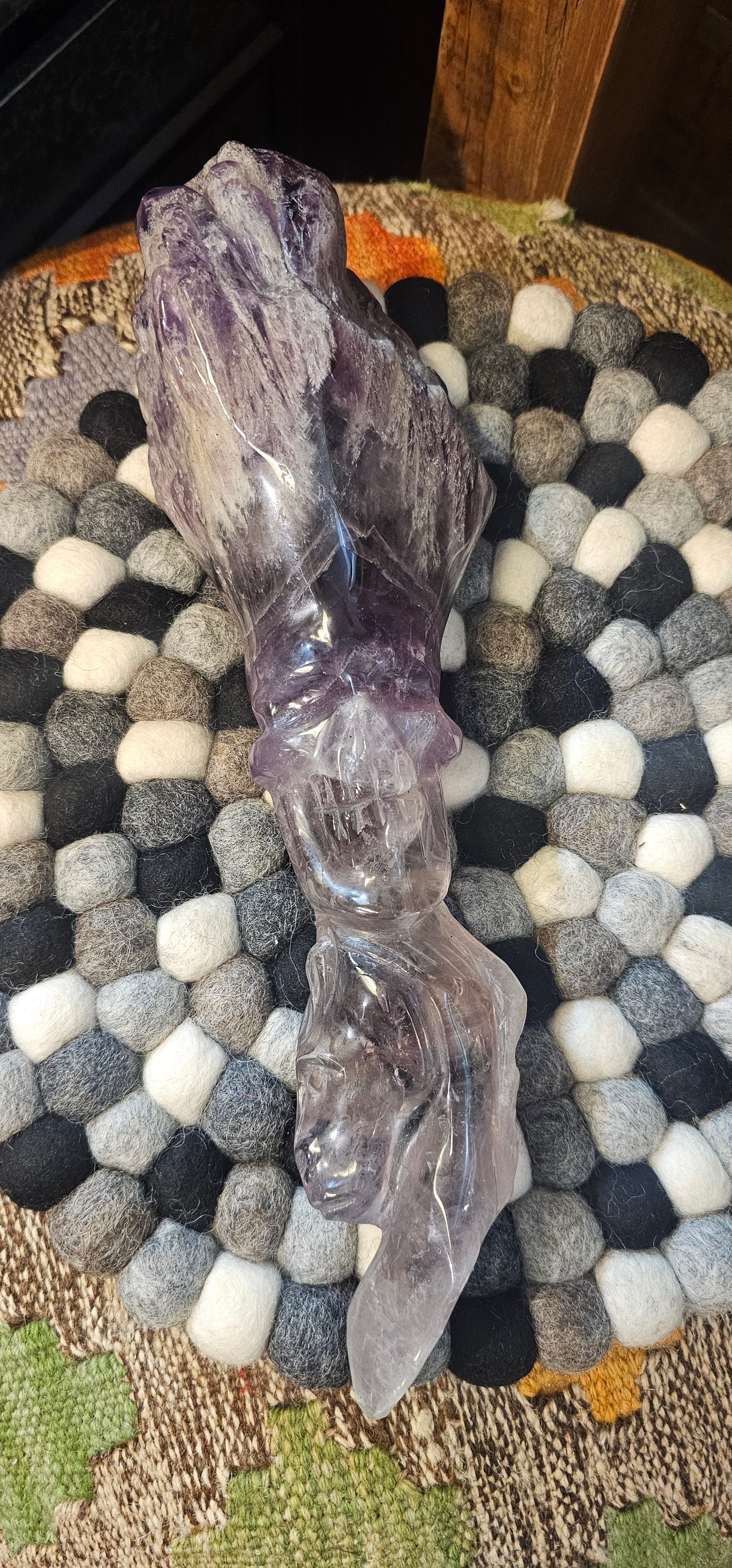 Amethyst Wand with Skull Carving