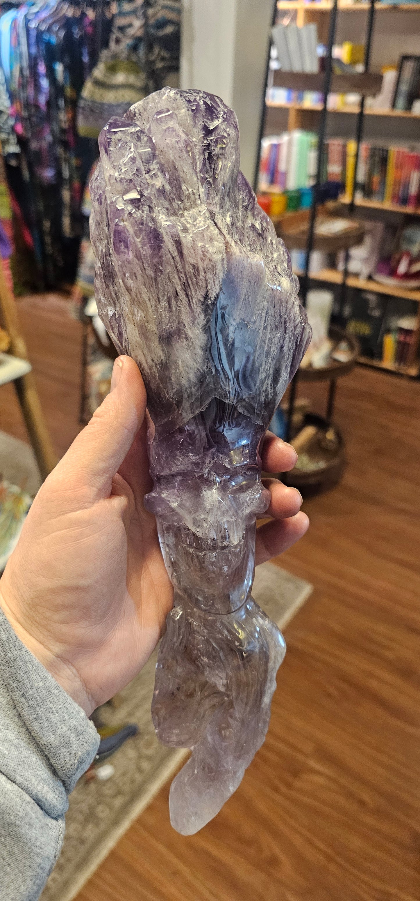 Amethyst Wand with Skull Carving