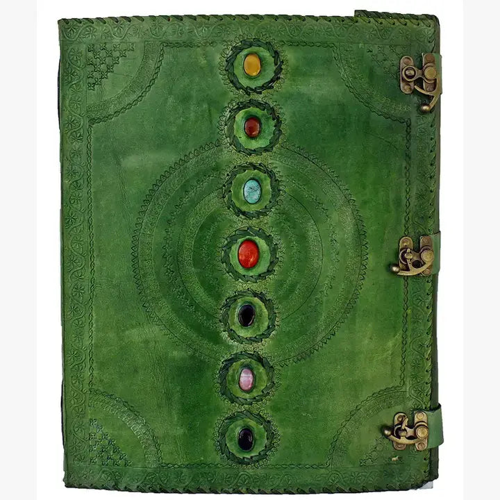 Tuzech Handmade Vintage Seven Chakra Stone Embossed Diary