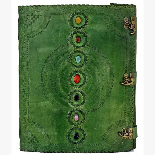 Tuzech Handmade Vintage Seven Chakra Stone Embossed Diary