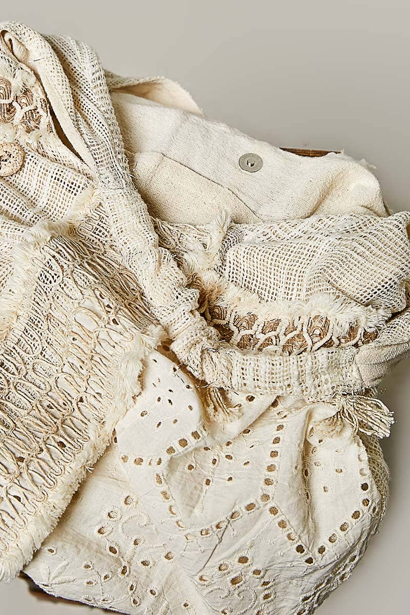 Mirror Dangle Tassel Lace Patched Hobo Bag