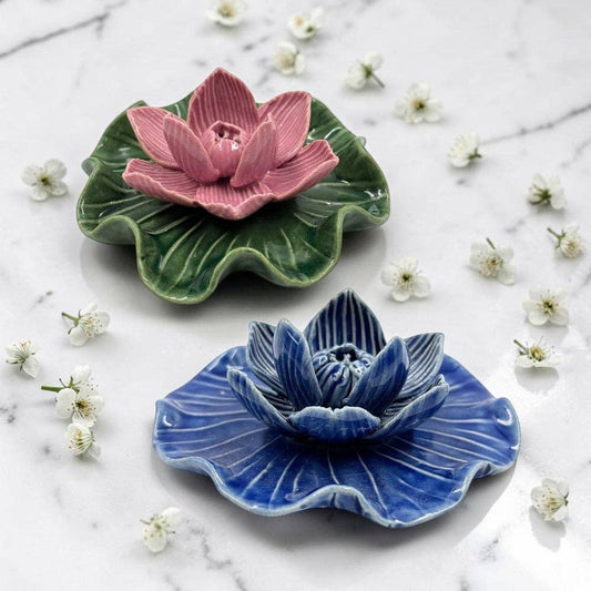 Ceramic Lotus Leaf Incense Holder