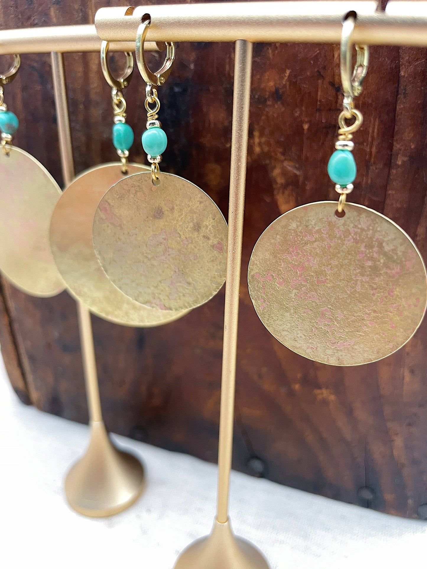 Recycled Patina Round Earrings: Large