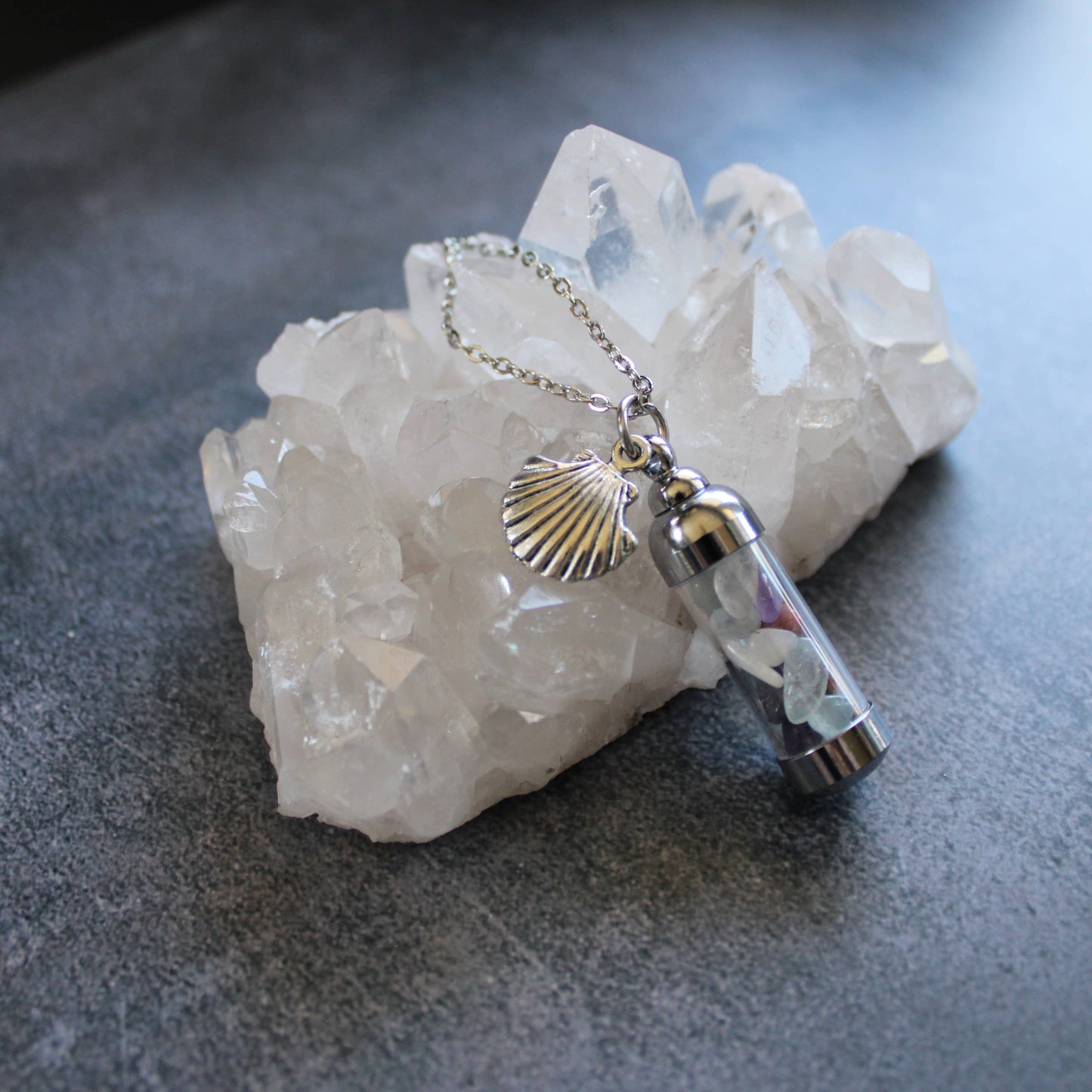 Aphrodite Spell Jar Amulet Necklace, Witchy Crystal Jewelry