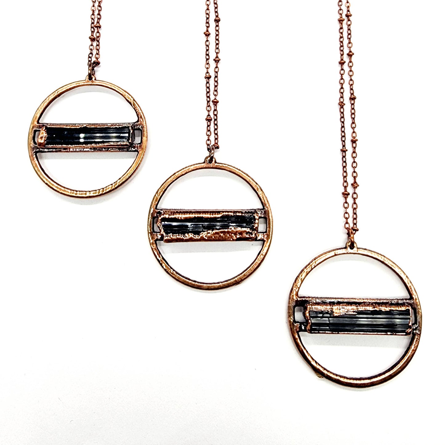 Black Tourmaline Halo Necklace // Electroformed Jewelry