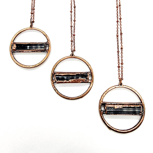 Black Tourmaline Halo Necklace // Electroformed Jewelry