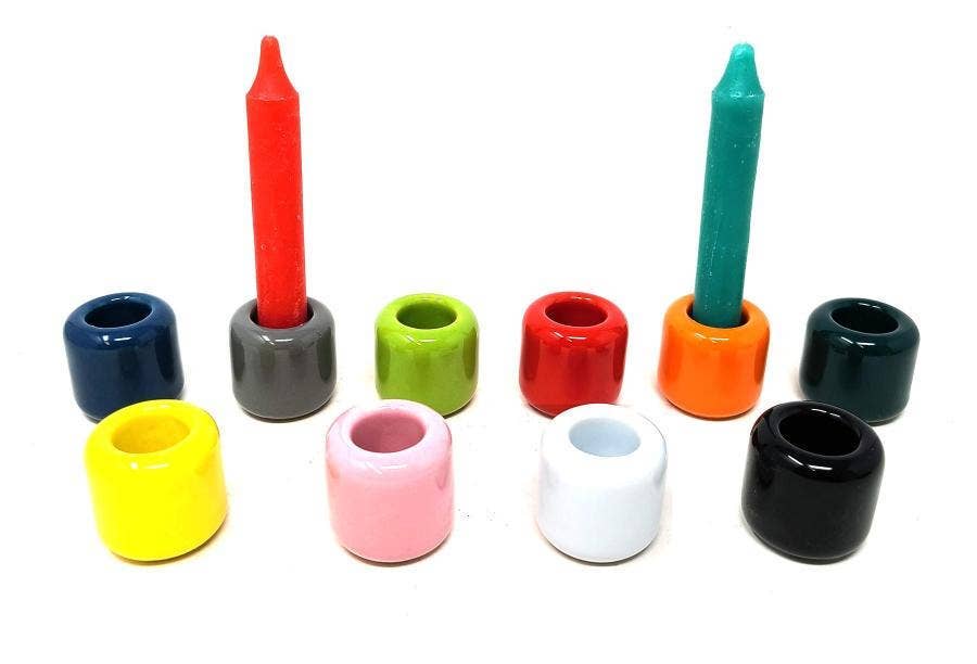 Ceramic Chime Candle Holders 1.25" - Assorted Colors X10