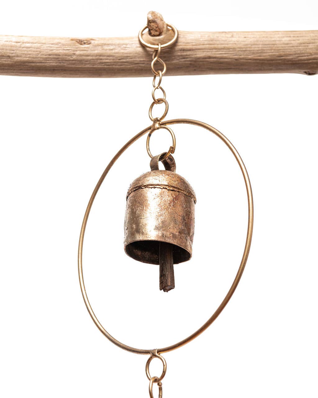 Golden Rings 5 Bell, Bronze Hand-tuned Garden Wind Chime, India