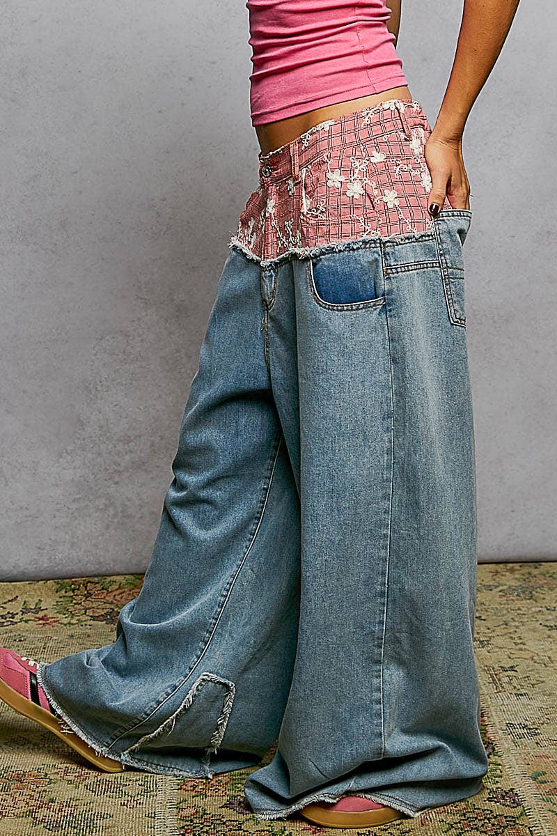 Low Rise Wide Double Waist Pants
