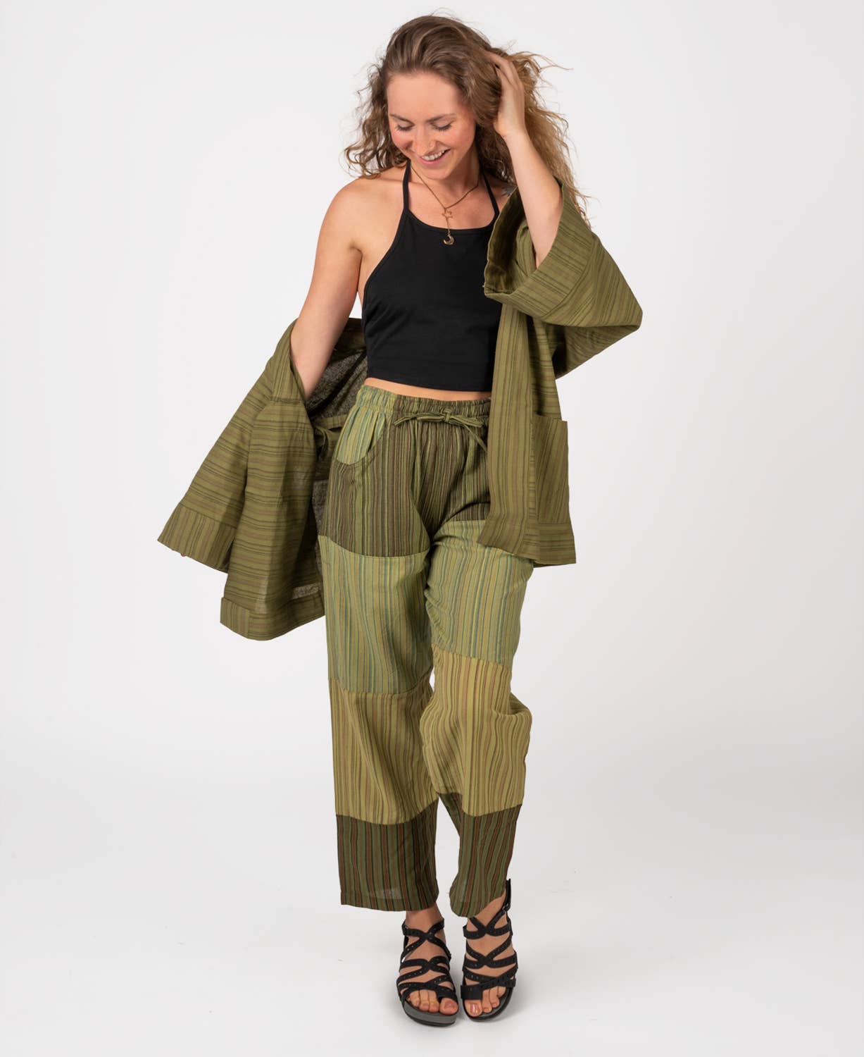Patchwork Pants - Green: XL