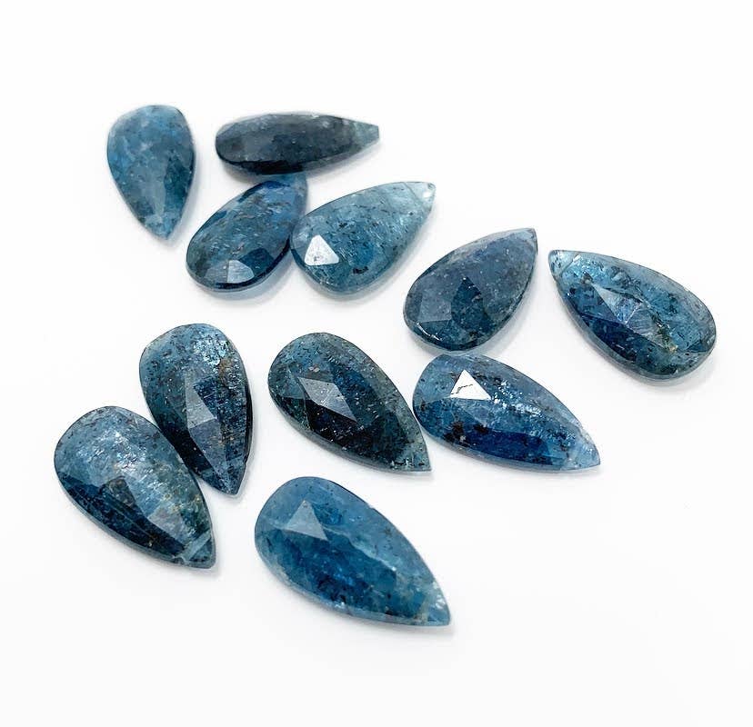 Teal Moss Kyanite Faceted Teardrop Necklace: 16, 18, or 20 inches