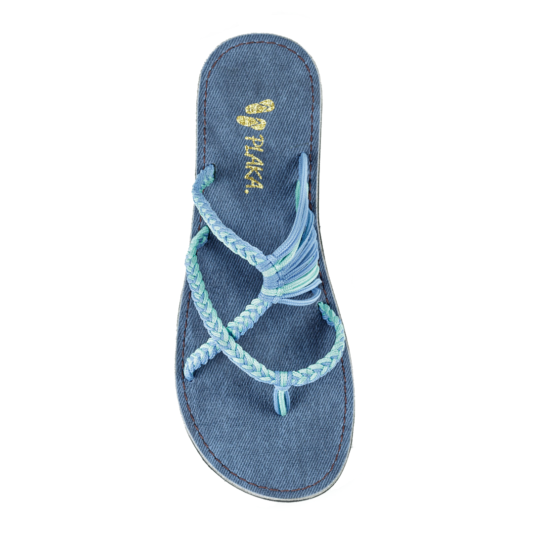 Oceanside Summer Flip Flops Flat Sandals - Cornflower