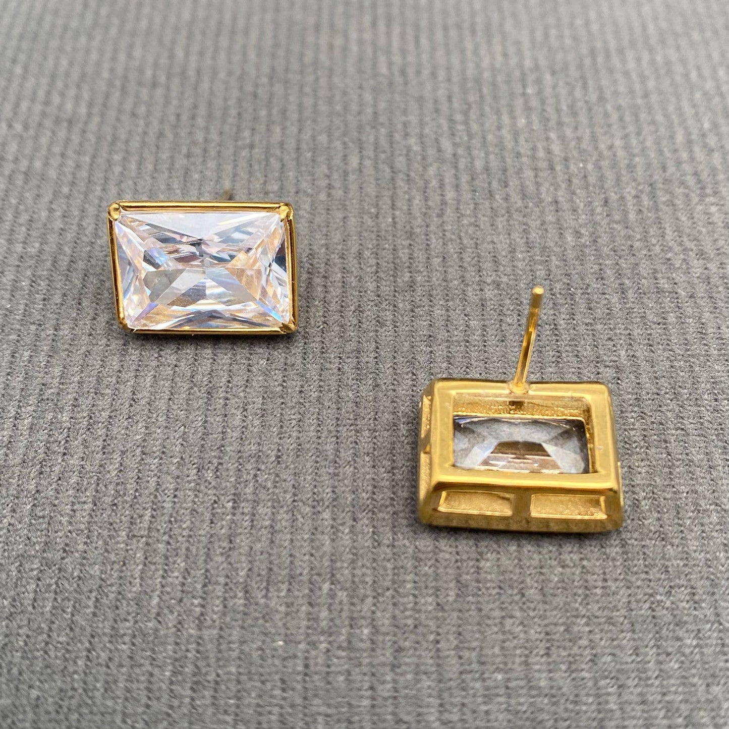 Geometric Zircon 18K Gold Plated S.Steel Stud Earrings