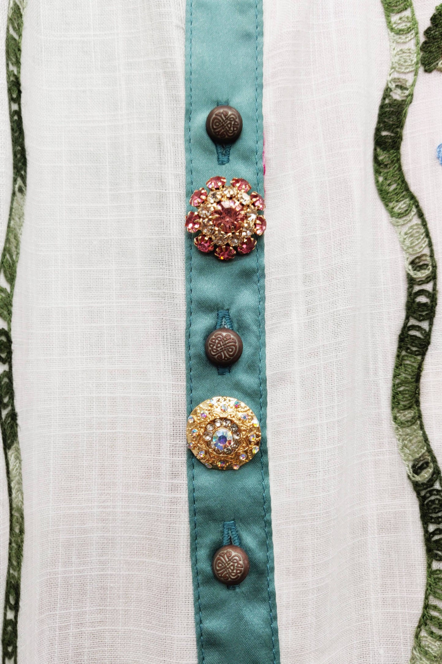 Beauty Mark Embroidered Maxi Duster / Shirt Dress : White /