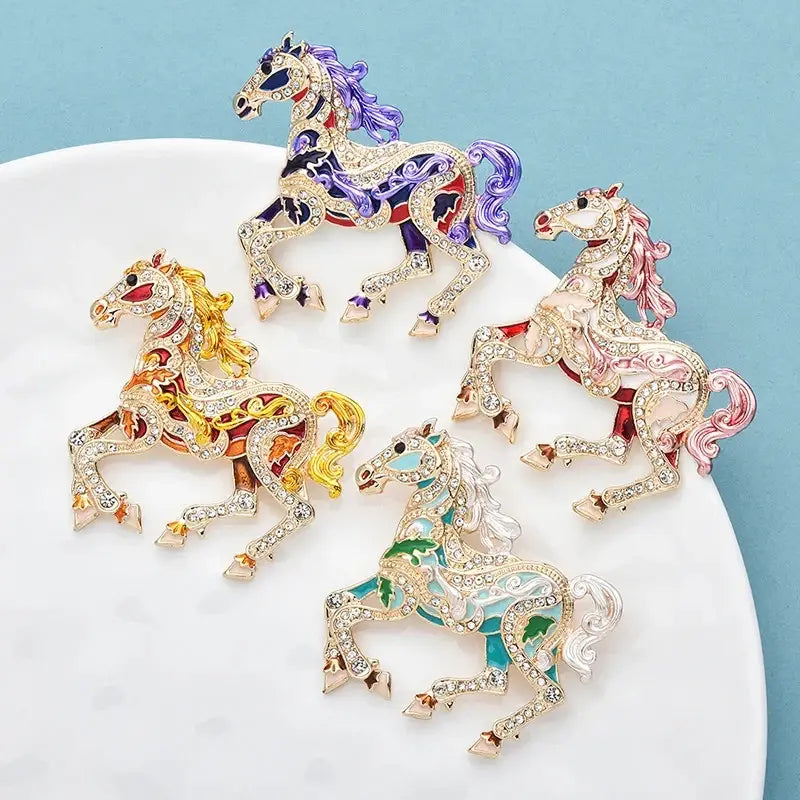 Enamel Horse Brooch