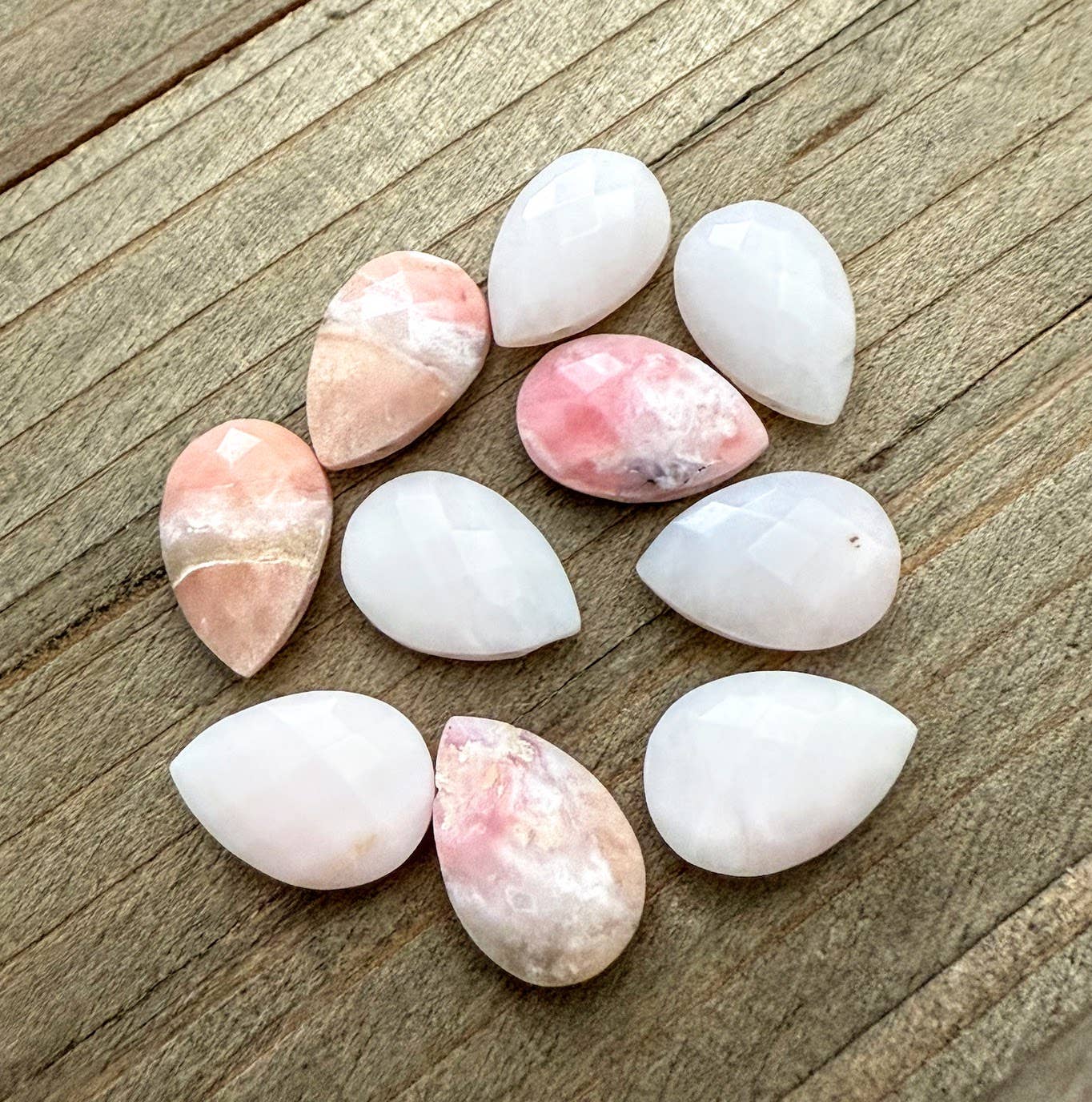 Pink Opal Faceted Teardrop Necklace