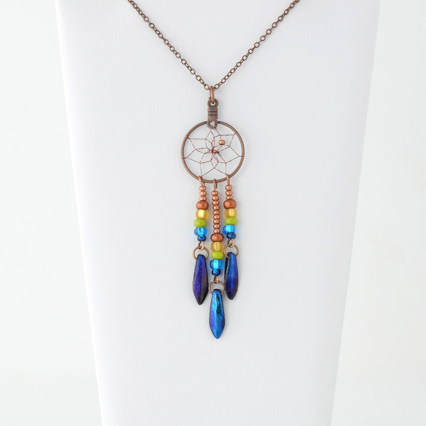 .75" Dream Catcher Necklace with Prismatic Dangles