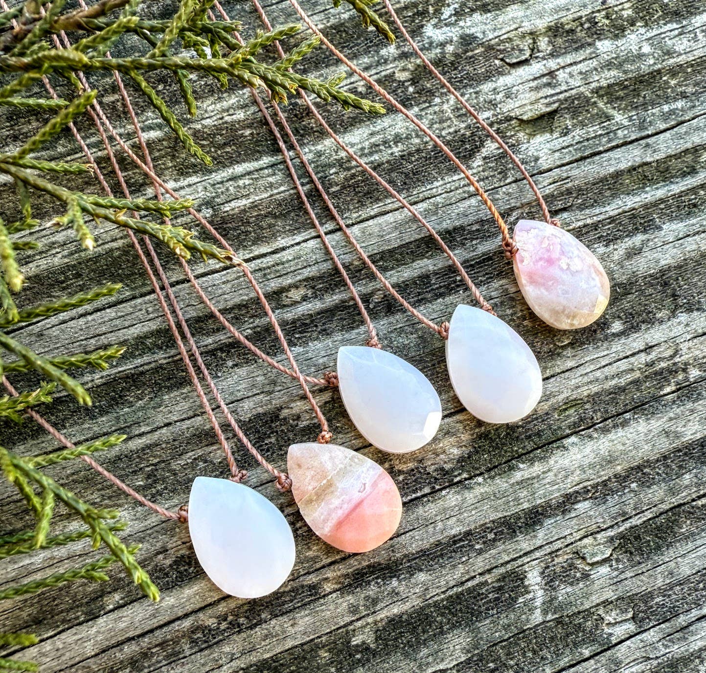 Pink Opal Faceted Teardrop Necklace
