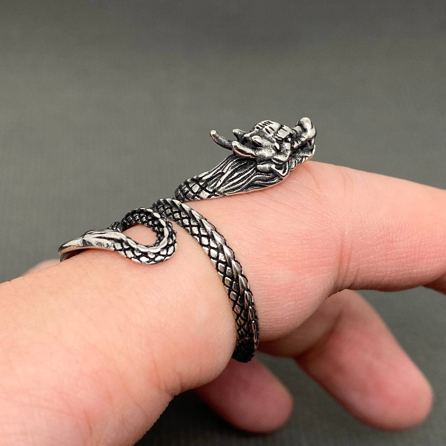 Chinese Dragon Men's Stainless Steel Ring