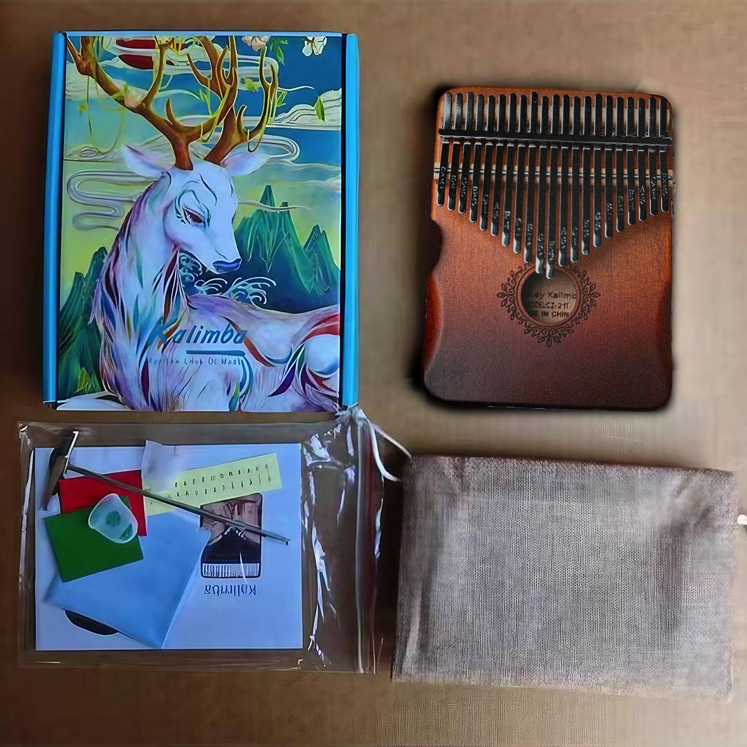 African Kalimba Thumb Piano 21 Keys Gift Pack