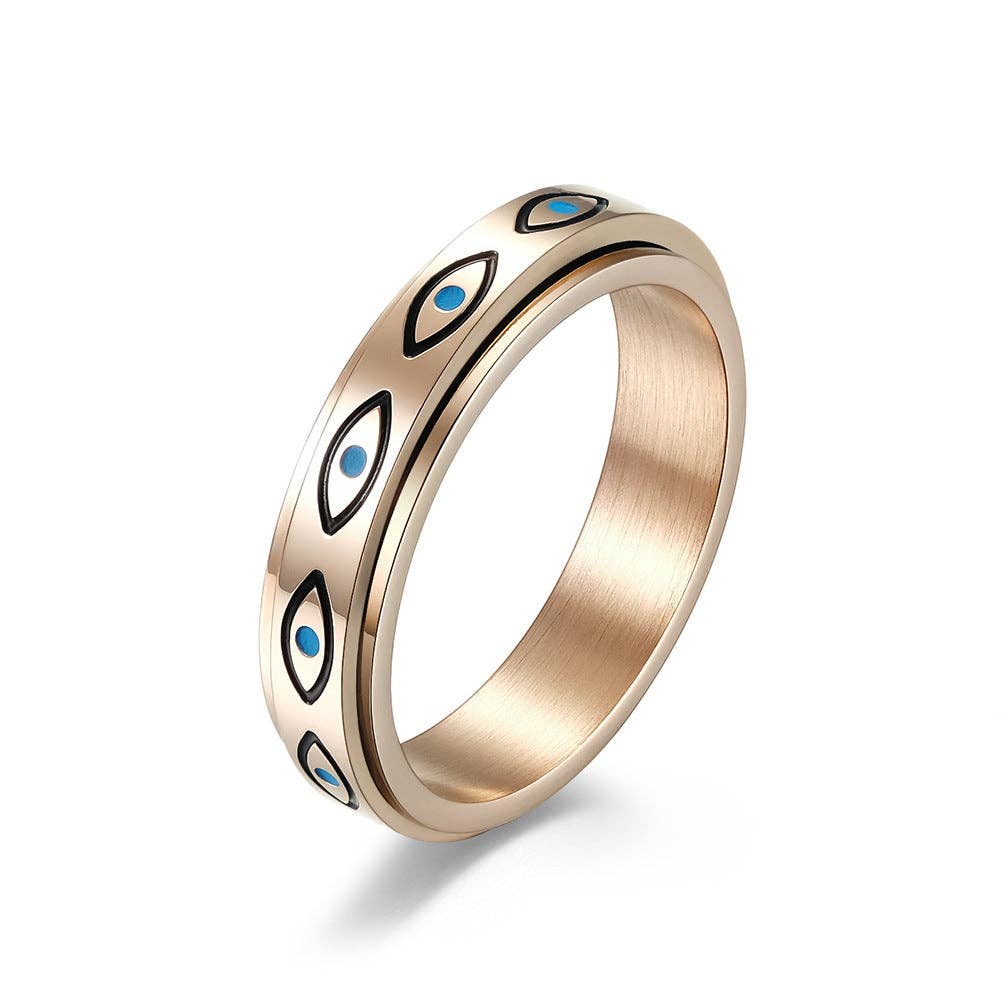 Eye of Horus Stainless Steel Rotatable Ring