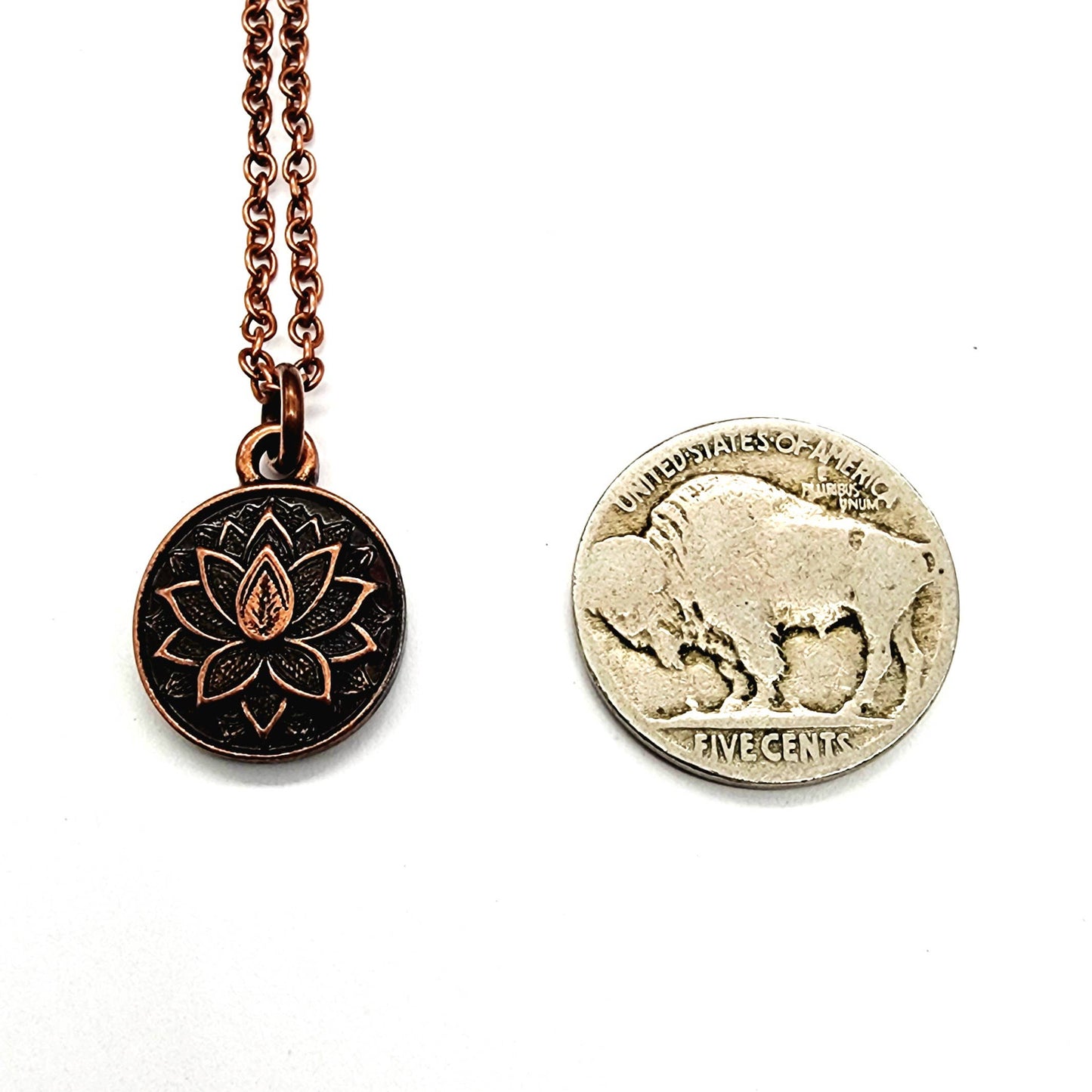 “Inner Bloom” Copper Lotus Pendant Necklace
