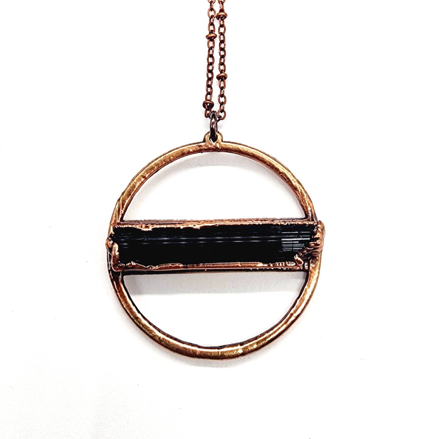 Black Tourmaline Halo Necklace // Electroformed Jewelry