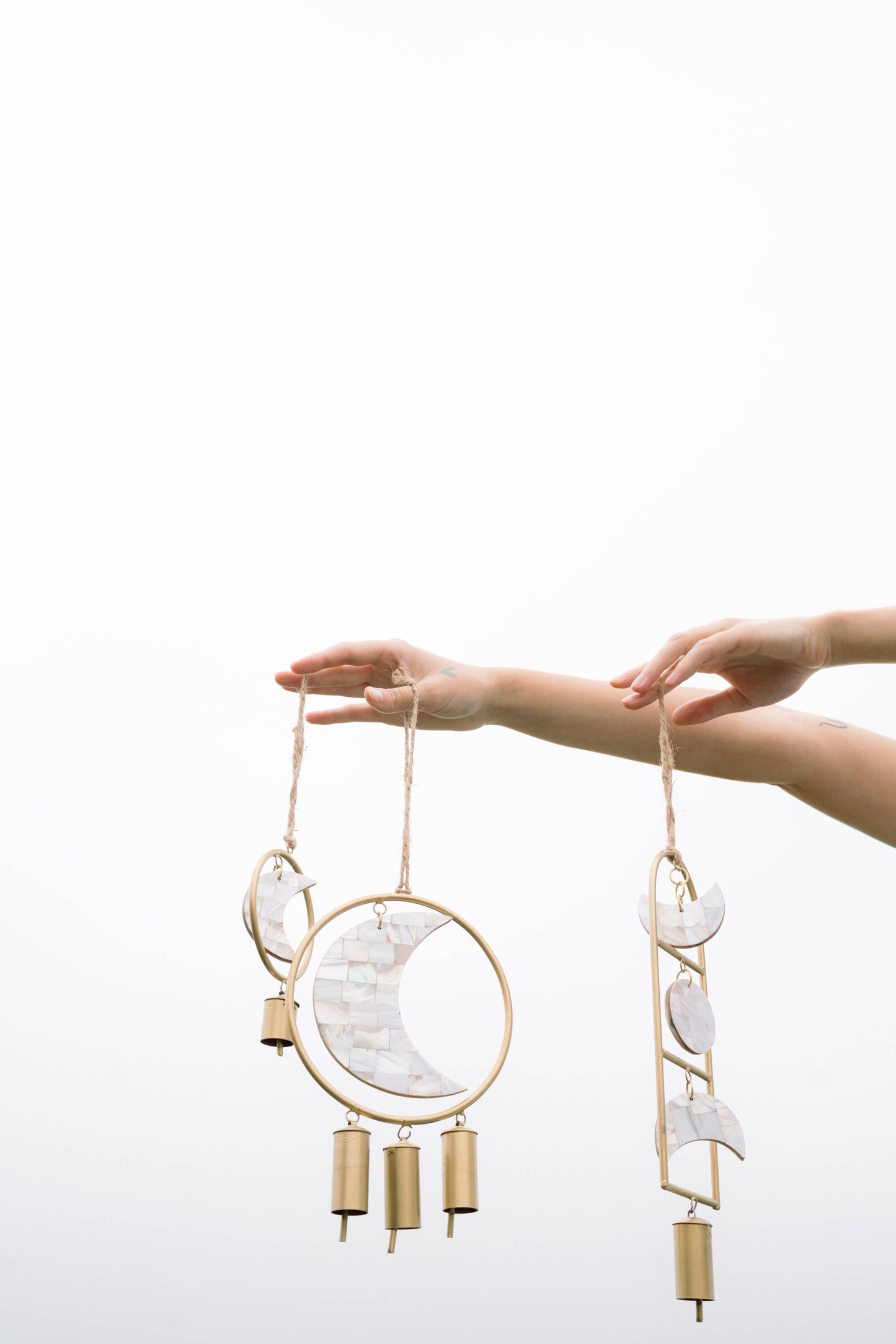 Chayana Moon Phase Mother of Pearl Wind Chime - Fair Trade