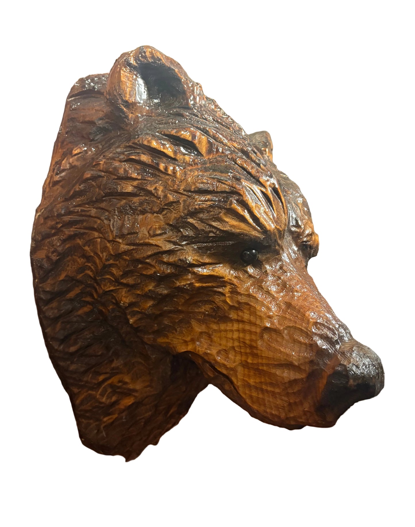 Wood Carved Bear Head