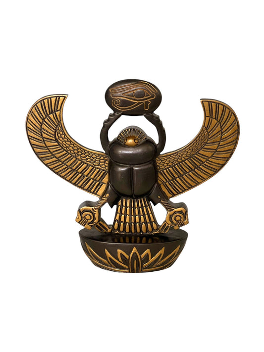Khepri, Scarab with Wings, Black and Gold Basalt