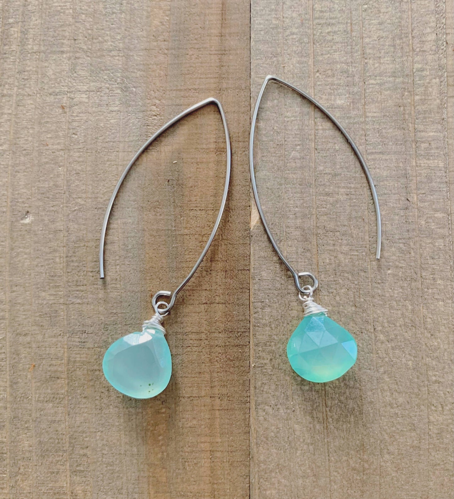 Festival Vibes- aqua teardrop gemstone dangle earrings