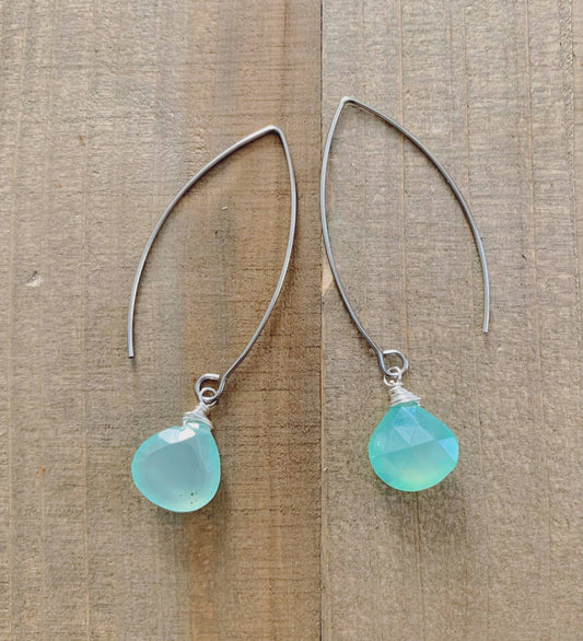 Festival Vibes- aqua teardrop gemstone dangle earrings