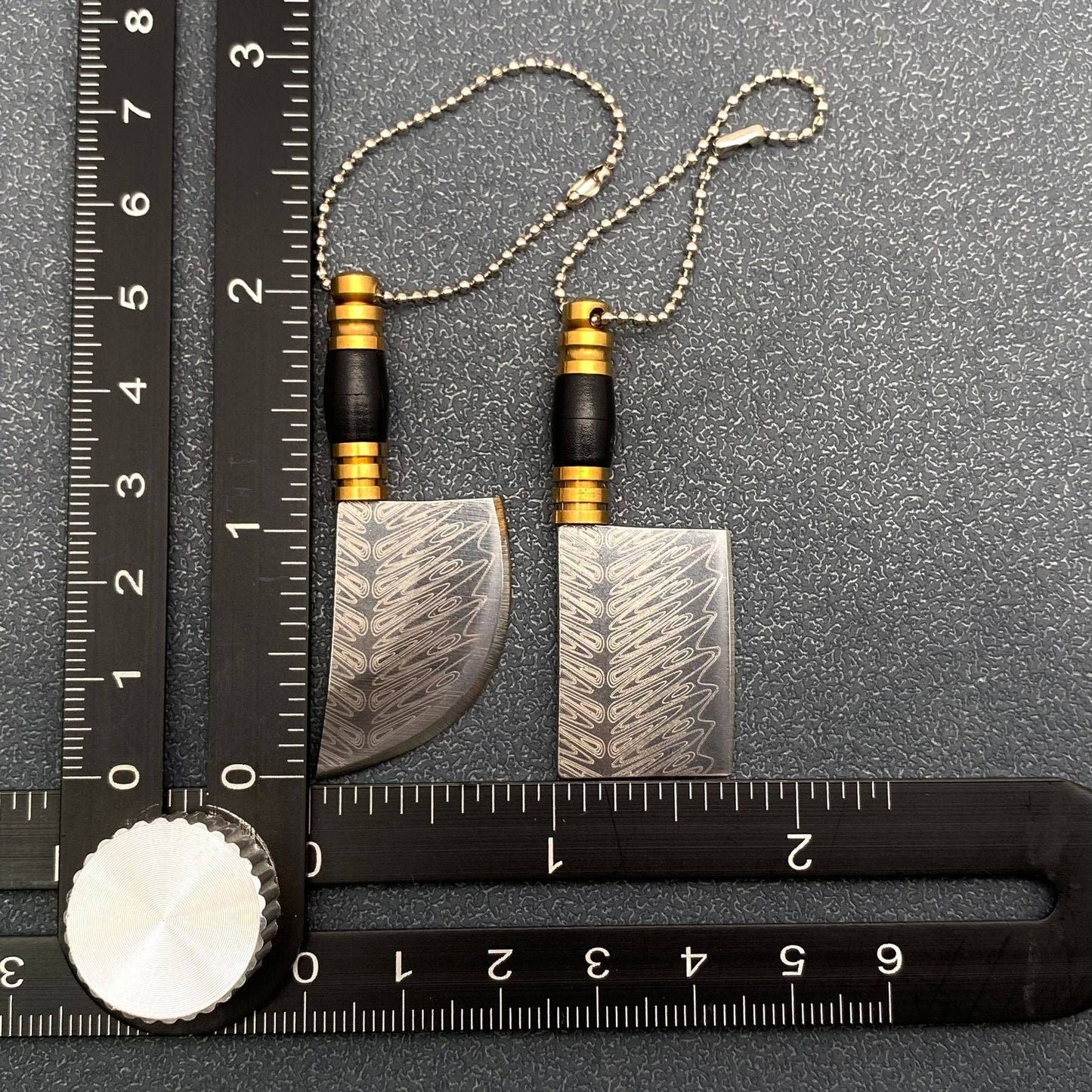Laser Damascus Pattern Mini Portable Pocket Knife With Cover: Style A (resin brass)