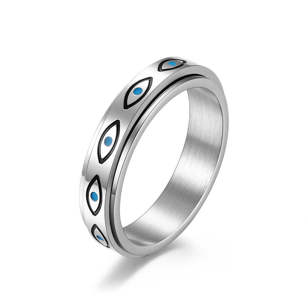 Eye of Horus Stainless Steel Rotatable Ring