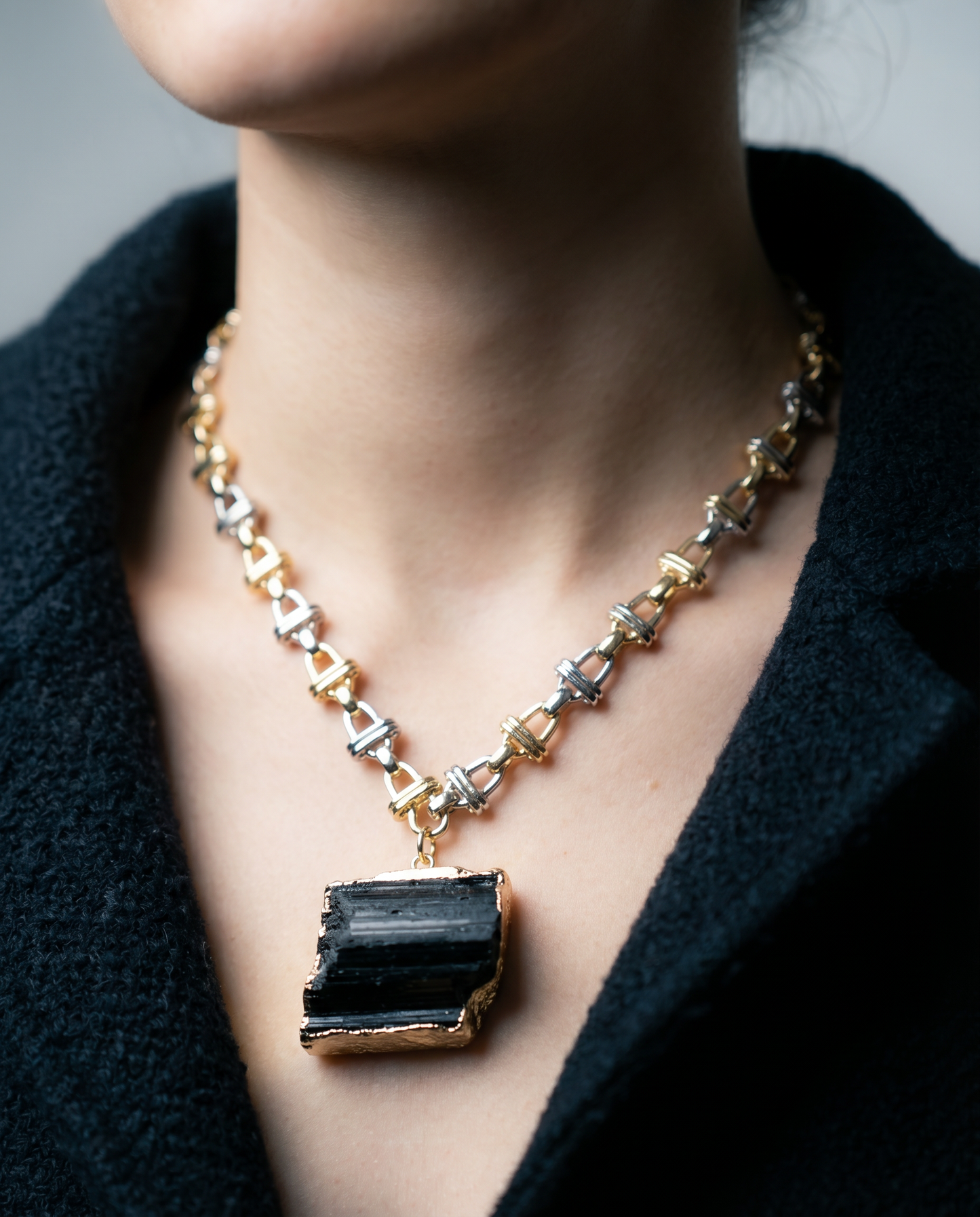 Raw Black Tourmaline Pendant Necklace · Protection Stone
