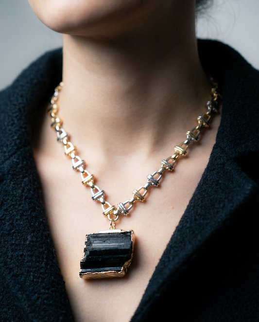 Raw Black Tourmaline Pendant Necklace · Protection Stone