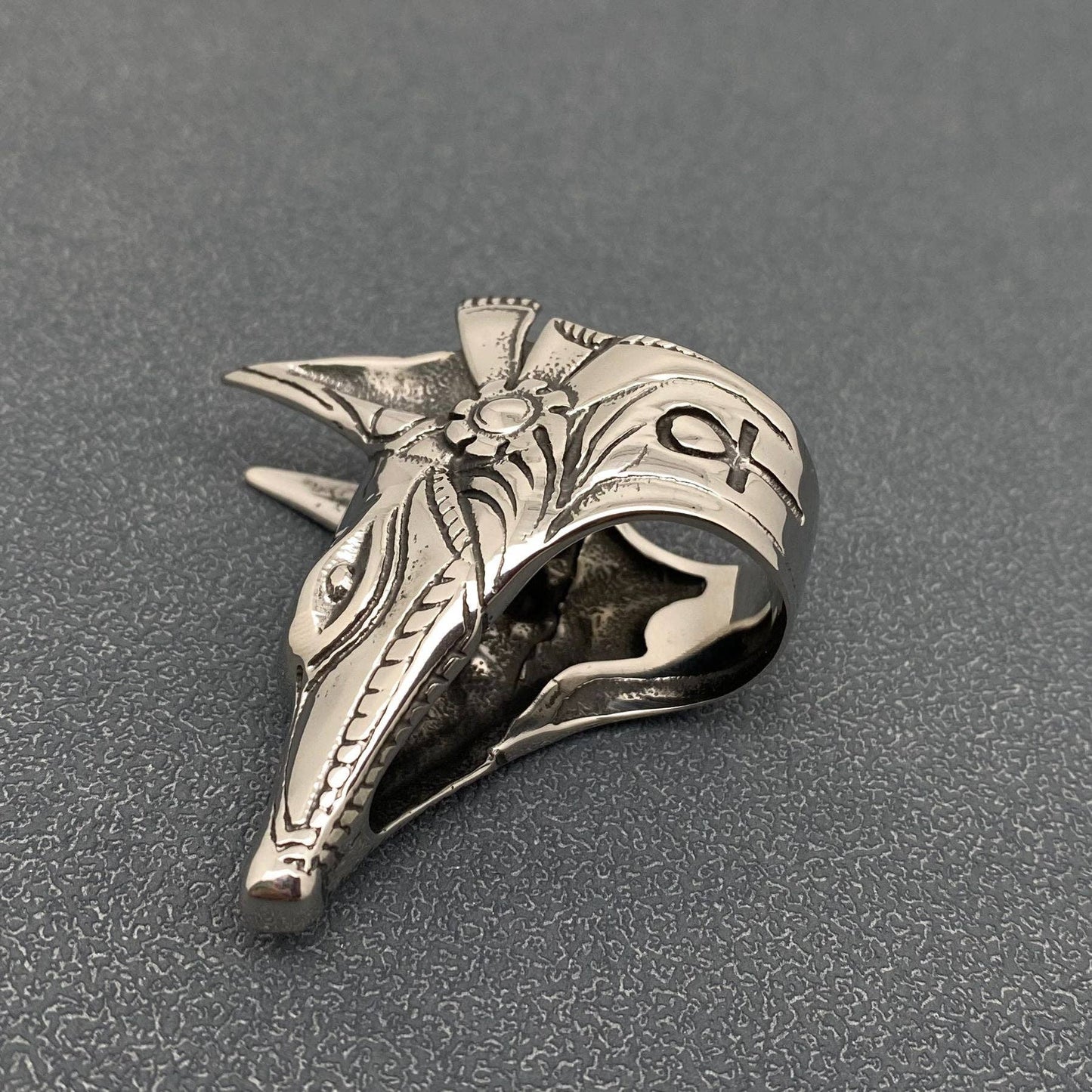 Egypt Ankh Anubis Stainless Steel Ring
