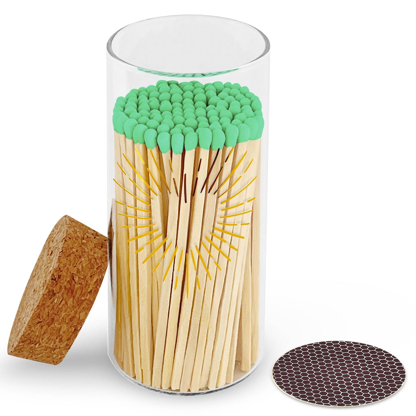 Gold Print with 4" Matches & Lg Cork Top Jar