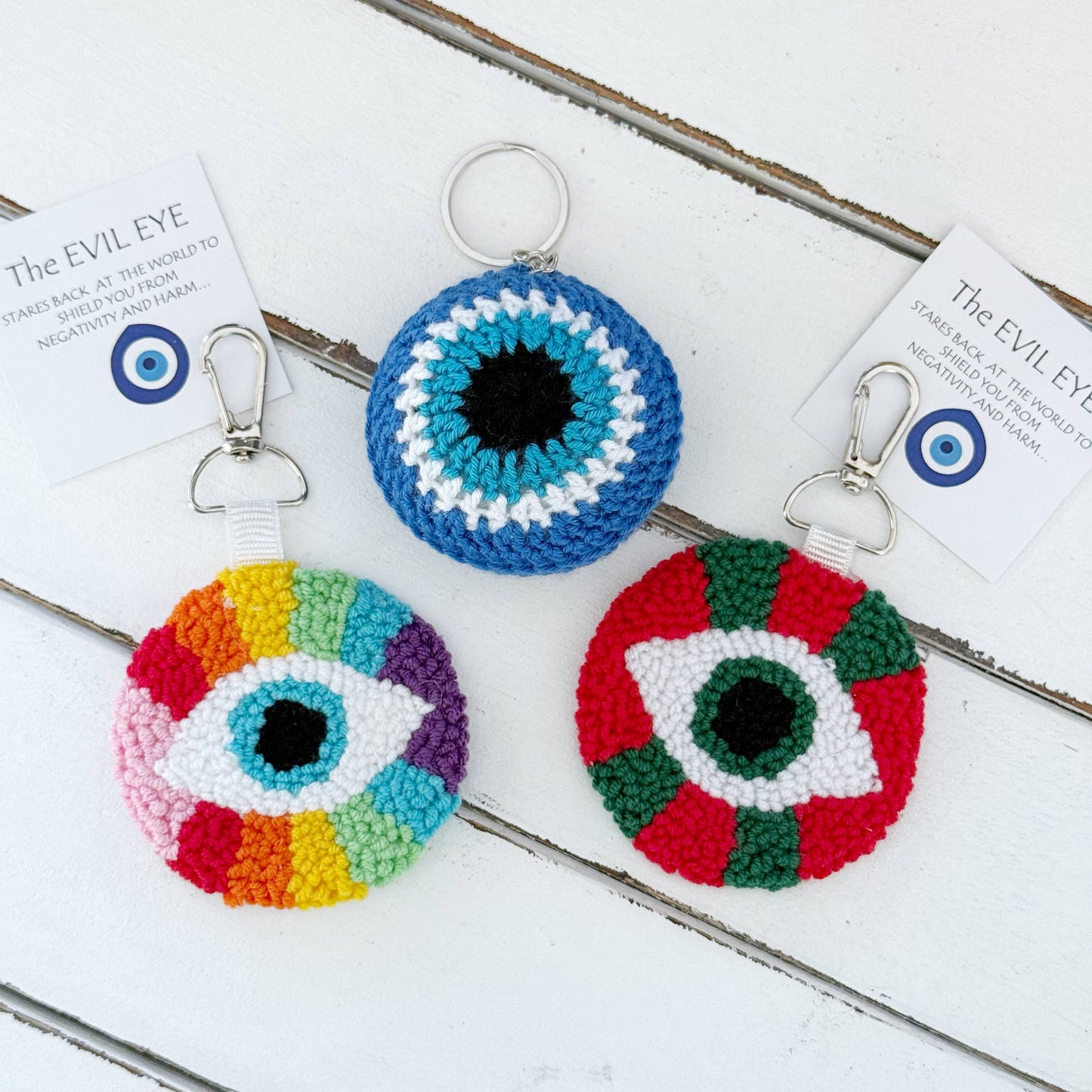 Mini Crochet Evil Eye Keychain - Nazar Amulet