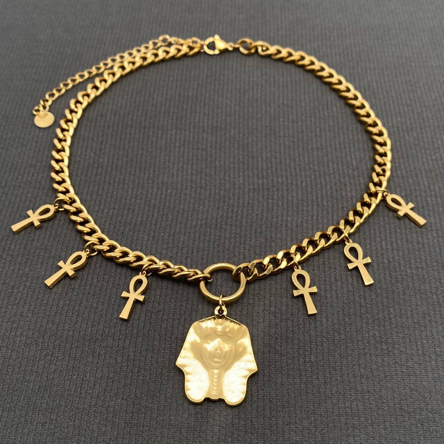 Egyptian 18K Gold Plated Stainless Steel Necklace
