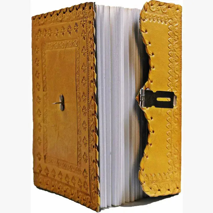 TUZECH Handmade Leather Vintage Journal Lock And Key Diary