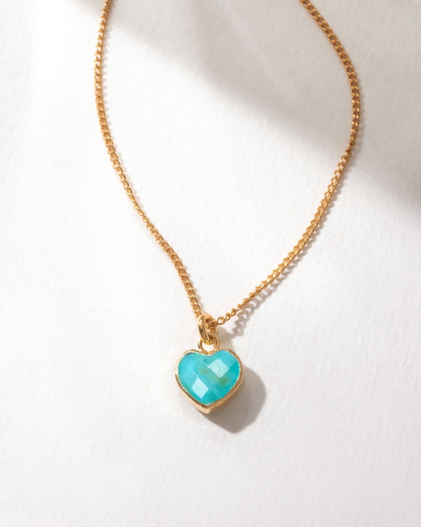 Turquoise Precious Heart Birthstone Necklace