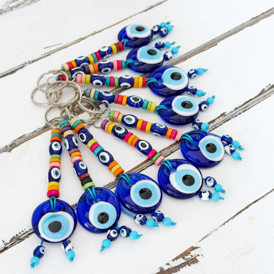 Blue Evil Eye Keychain, Glass Evil Eye Bag Charm, Good Luck