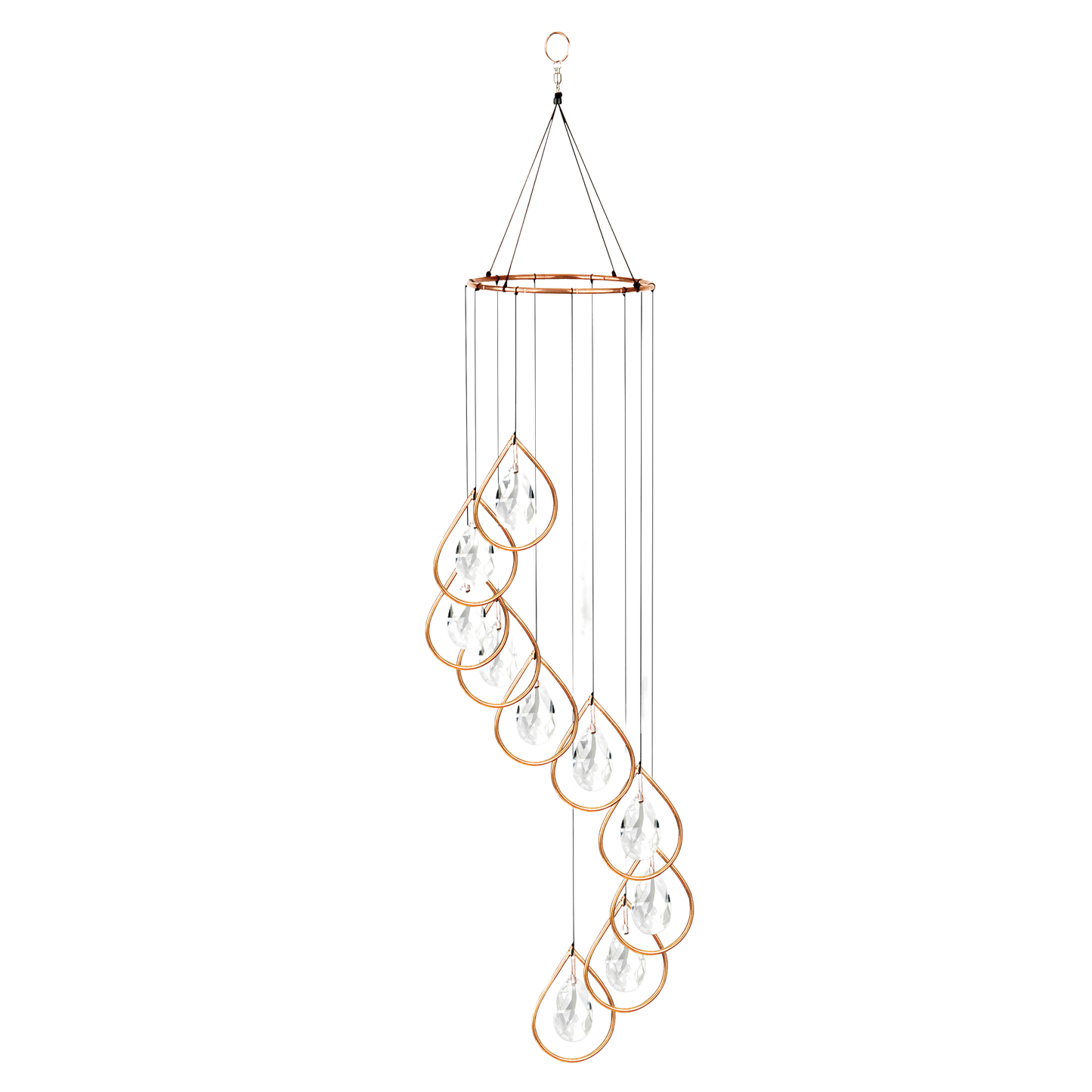 Copper Teardrop Spiral Suncatcher Windchime - 35"