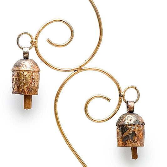 Wind Chime Bronze Curling Vine 5 Bell, Boho Garden Decor
