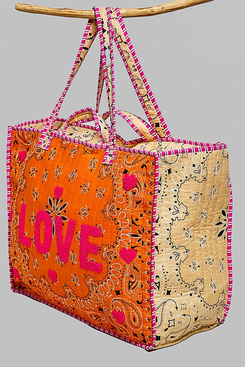 LOVE Bandana Quilted Tote Bag