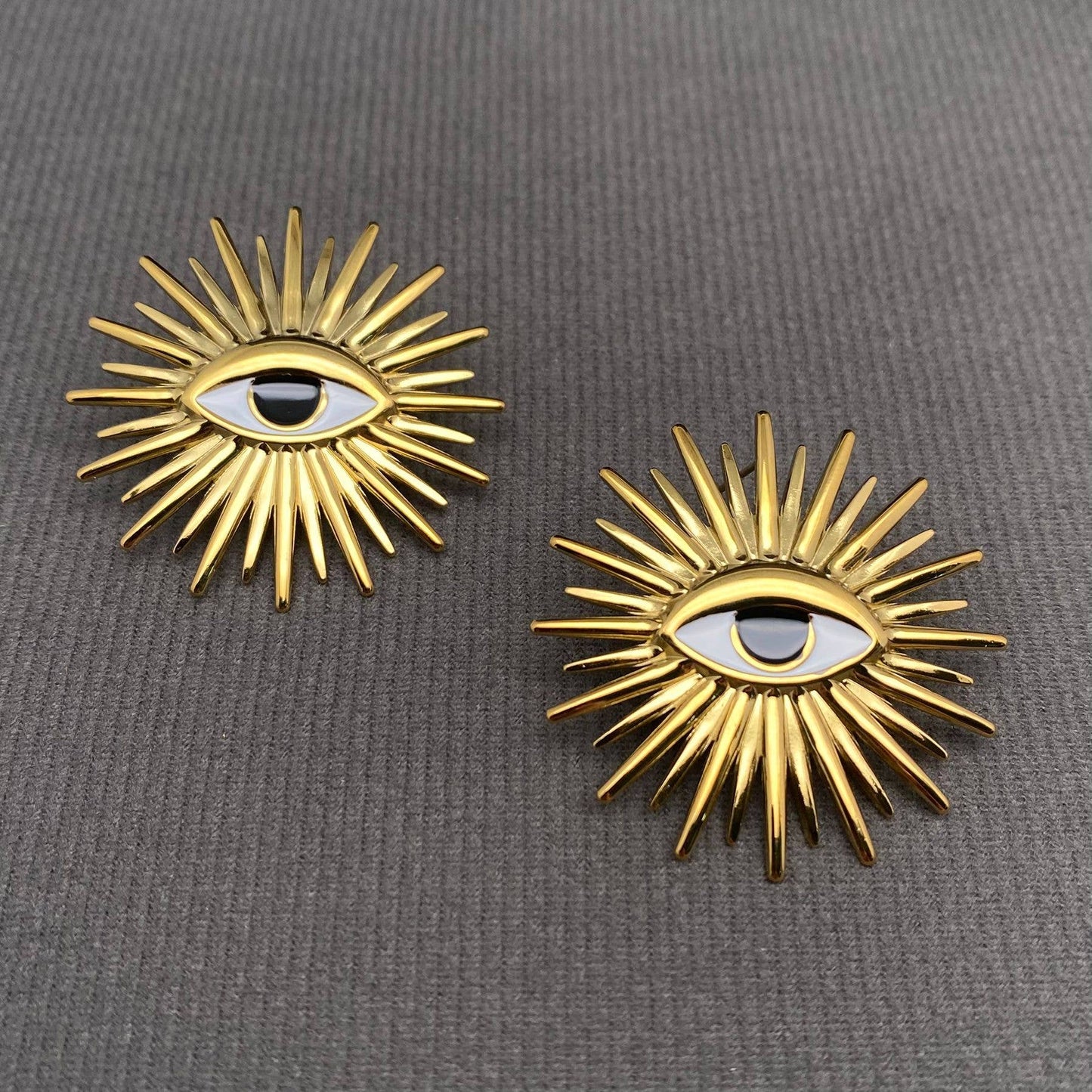 Enamel Eyes 18K Gold Plated S.Steel Stud Earrings