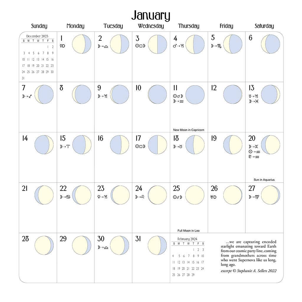 We'Moon on the Wall 2026 | Astrological Moon Phase Calendar